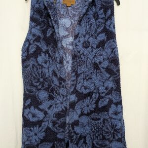 Koolaburra by UGG Sherpa Floral Hooded Vest Women’s Large Blue Cozy